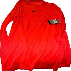 Nike mens long sleeve Dri-Fit football/soccer jersey large Orange MSRP 35